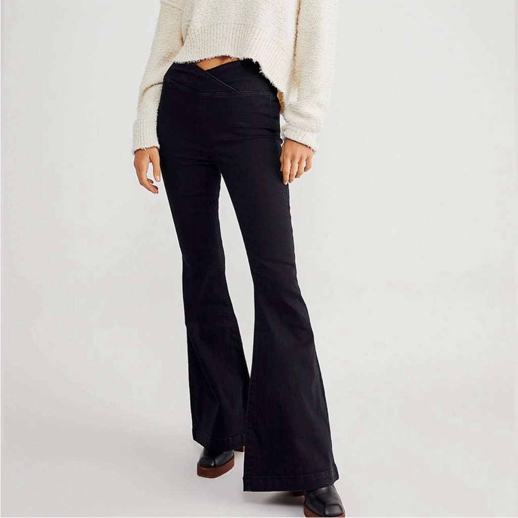 Free People Venice Beach Flare Jeans In Black